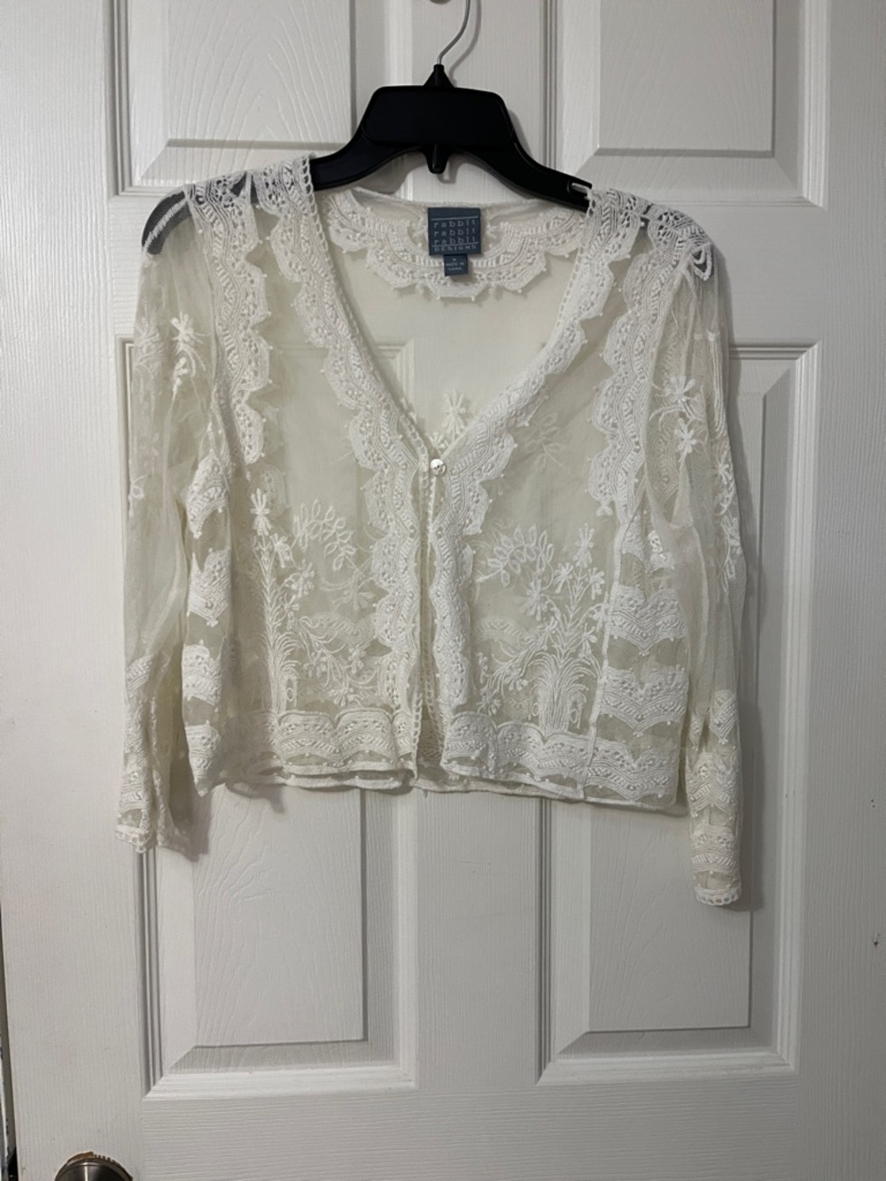 Rabbit Rabbit Rabbit Ivory Crochet Lace Sheer Cardigan